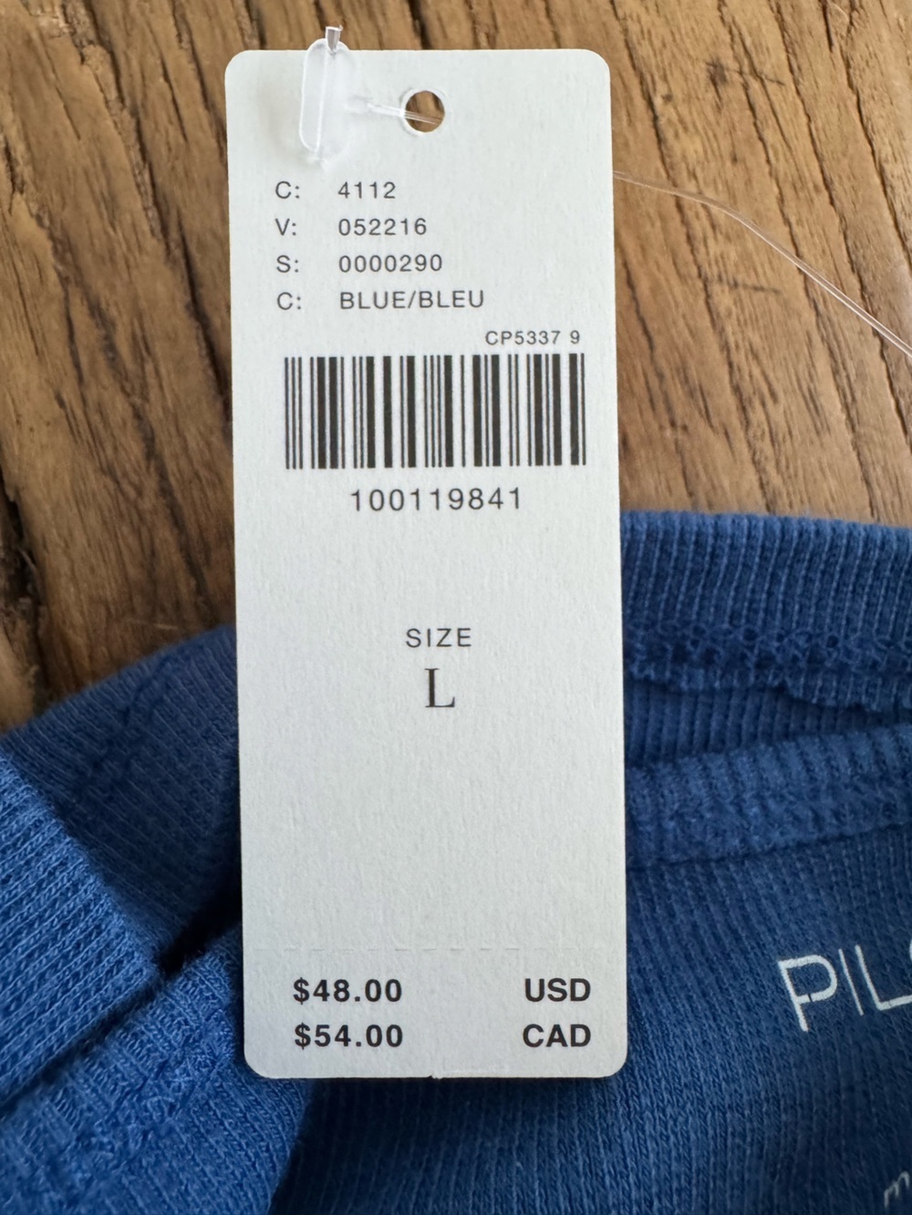 NWT Pilcro Short Sleeve Envelope Tee ~ Large Blue - Picture 5 of 5
